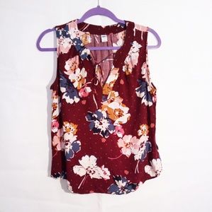 Old Navy Floral Burgundy And Blue Tank Top